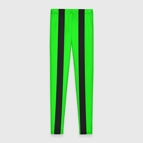 Женские легинсы Color black and green stripes / 3D-принт – фото 2
