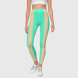 Леггинсы женские Color blue beige stripes, цвет: 3D-принт — фото 2