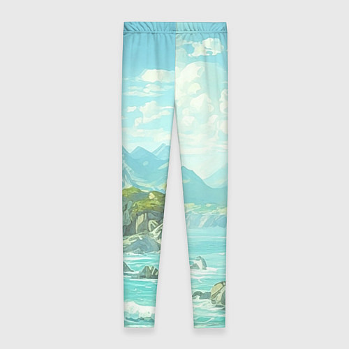 Женские легинсы Художественный берег со скалами / 3D-принт – фото 2