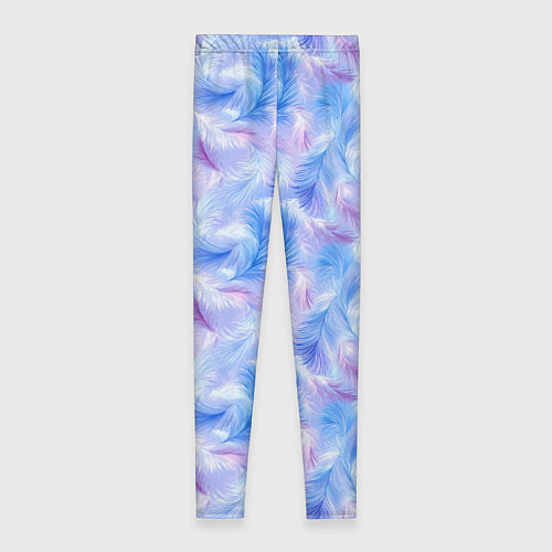 Женские легинсы Узор из голубых и сиреневых перьев / 3D-принт – фото 2