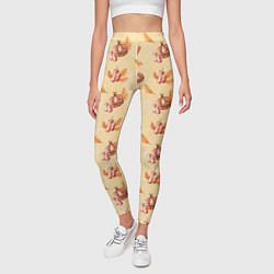 Леггинсы женские Хеллоуин с тыквой и листьями, цвет: 3D-принт — фото 2