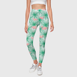 Леггинсы женские Фламинго и тропики, цвет: 3D-принт — фото 2