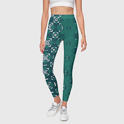 Леггинсы женские Изумрудные узоры, цвет: 3D-принт — фото 2