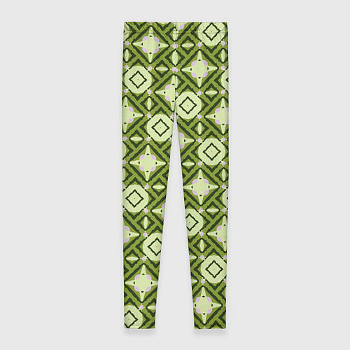 Женские легинсы Текстура из ромбов зеленая / 3D-принт – фото 2