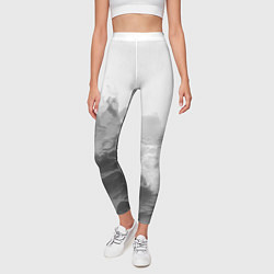 Леггинсы женские Абстракция серые волны, цвет: 3D-принт — фото 2