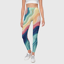 Леггинсы женские Абстрактные волнистые линии синий, цвет: 3D-принт — фото 2