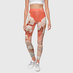 Леггинсы женские Японские красные волны, цвет: 3D-принт — фото 2