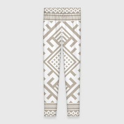 Женские легинсы Славянские узоры в бежевом цвете