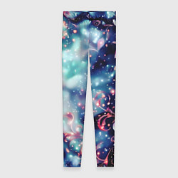 Женские легинсы Магические цветы сине-зелёный