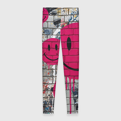 Женские легинсы Розовые смайлы граффити / 3D-принт – фото 2
