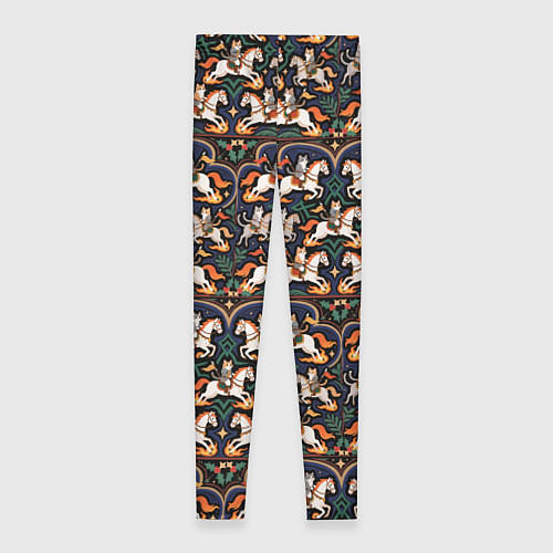 Женские легинсы Новогодние коты всадники на лошади / 3D-принт – фото 2