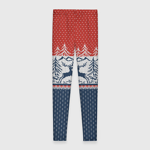 Женские легинсы Вязаный узор с оленями / 3D-принт – фото 2