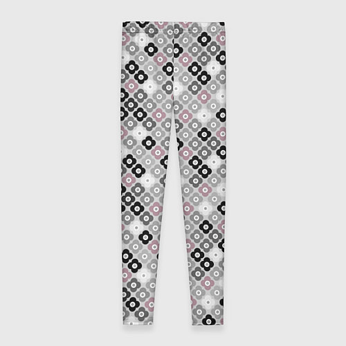 Женские легинсы Цветочный серо-розовый узор ретро / 3D-принт – фото 2