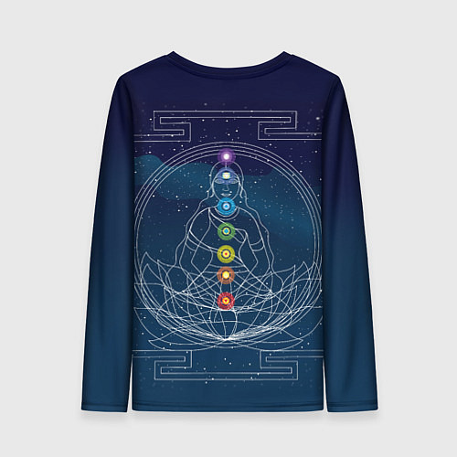 Женский лонгслив Йога мандала - энергетические зоны / 3D-принт – фото 2