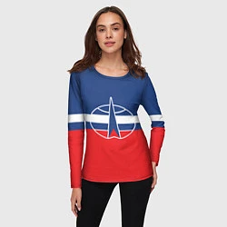 Лонгслив женский Флаг космический войск РФ, цвет: 3D-принт — фото 2