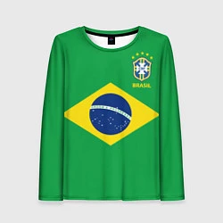 Лонгслив женский Сборная Бразилии: зеленая, цвет: 3D-принт