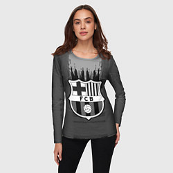Лонгслив женский FC Barcelona: Grey Abstract, цвет: 3D-принт — фото 2