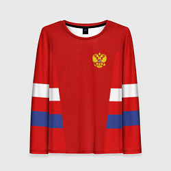 Лонгслив женский Russia: Sport Tricolor, цвет: 3D-принт