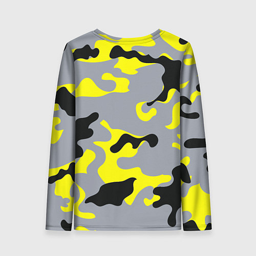 Женский лонгслив Yellow & Grey Camouflage / 3D-принт – фото 2