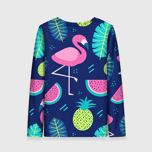 Женский лонгслив Фруктовый фламинго / 3D-принт – фото 2