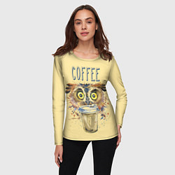 Лонгслив женский Owls like coffee, цвет: 3D-принт — фото 2
