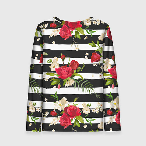 Женский лонгслив Розы и орхидеи / 3D-принт – фото 2