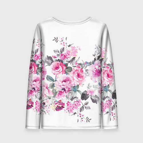 Женский лонгслив Розовые розы / 3D-принт – фото 2