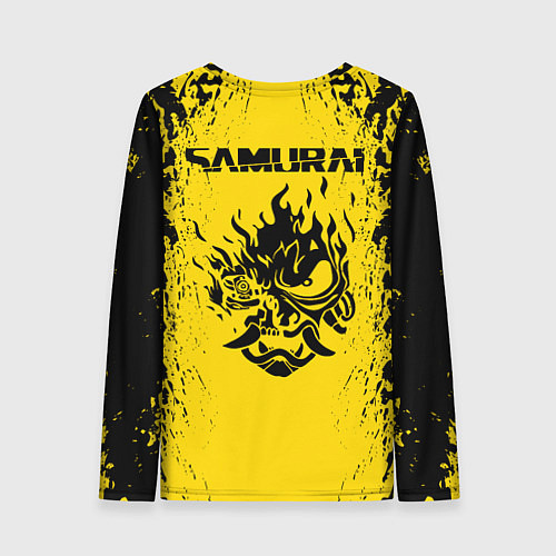 Женский лонгслив Cyberpunk 2077 Samurai logo / 3D-принт – фото 2