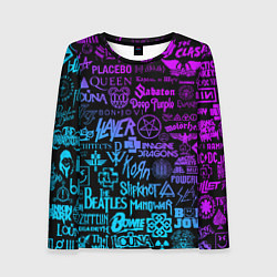 Женский лонгслив ЛОГОТИПЫ РОК ГРУПП