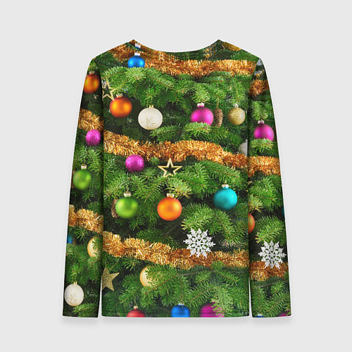 Женский лонгслив Живая новогодняя ёлка / 3D-принт – фото 2