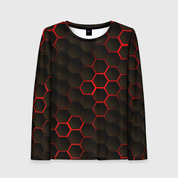 Женский лонгслив Соты объемные с красным свечением