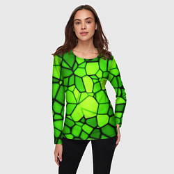 Лонгслив женский Зеленая мозаика, цвет: 3D-принт — фото 2