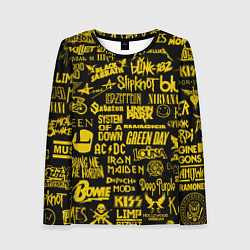 Лонгслив женский Логотипы рок групп GOLD, цвет: 3D-принт