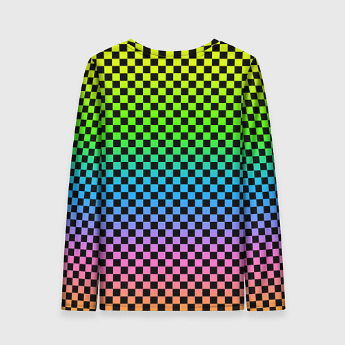 Женский лонгслив РАДУЖНАЯ ШАХМАТКА / 3D-принт – фото 2