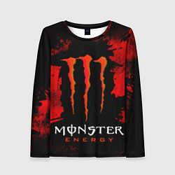 Лонгслив женский Red grunge monster energy, цвет: 3D-принт