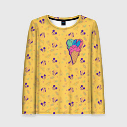 Лонгслив женский Минни Маус мороженое, цвет: 3D-принт