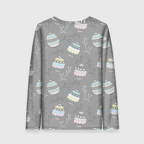 Женский лонгслив Яйца пасхальные серый фон / 3D-принт – фото 2