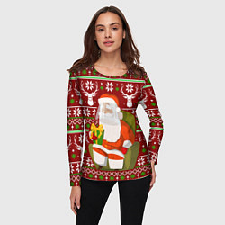 Лонгслив женский Санта с защитным экраном, цвет: 3D-принт — фото 2