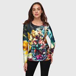 Лонгслив женский КЛИНОК РАССЕКАЮЩИЙ ДЕМОНОВ ПЕРСОНАЖИ, цвет: 3D-принт — фото 2