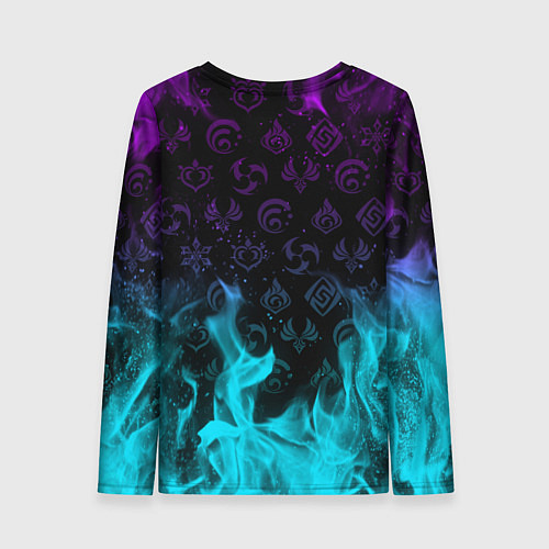 Женский лонгслив GENSHIN IMPACT НЕОНОВЫЙ ОГОНЬ / 3D-принт – фото 2