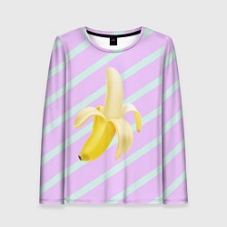 Лонгслив женский Банан графический фон, цвет: 3D-принт