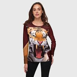 Лонгслив женский Тигр красавчик сердится, цвет: 3D-принт — фото 2