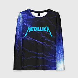 Женский лонгслив METALLICA BLUE FLASH МЕТАЛЛИКА СИНИЕ МОЛНИИ