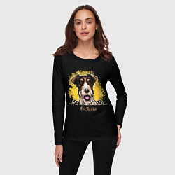 Лонгслив женский Фокстерьер Fox terrier, цвет: 3D-принт — фото 2