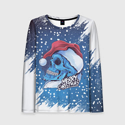 Женский лонгслив Merry Christmas Счастливого Рождества Skull