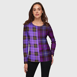 Лонгслив женский Purple Checkered, цвет: 3D-принт — фото 2