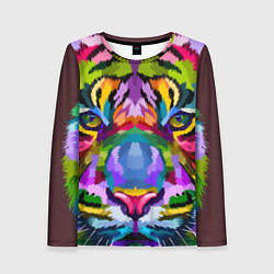 Лонгслив женский Морда тигра крупным планом, цвет: 3D-принт