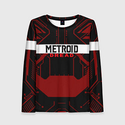Лонгслив женский Metroid Dread Black Red Logo, цвет: 3D-принт