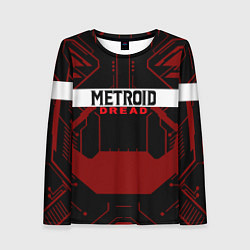 Женский лонгслив Metroid Dread Black Red Logo