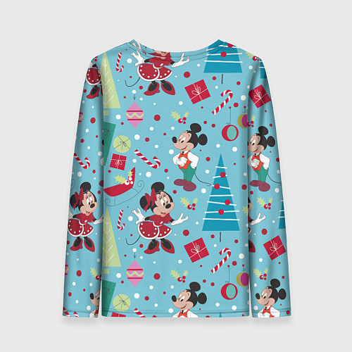 Женский лонгслив Mickey and Minnie pattern / 3D-принт – фото 2